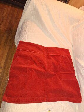 Sundance Red Corduroy Mini Skirt XL Boho Stretch Pull On